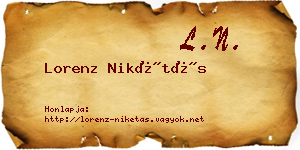 Lorenz Nikétás névjegykártya